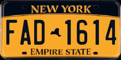 NY license plate FAD1614