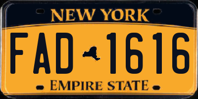 NY license plate FAD1616