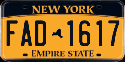 NY license plate FAD1617