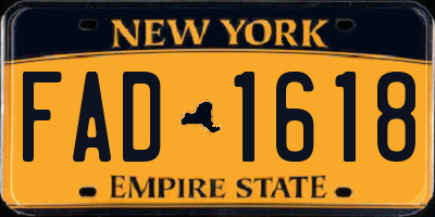 NY license plate FAD1618