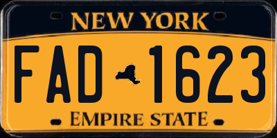 NY license plate FAD1623