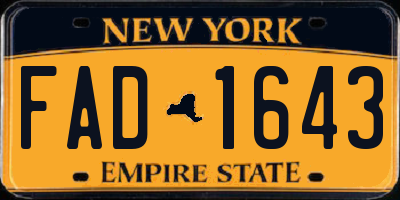 NY license plate FAD1643