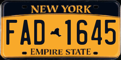 NY license plate FAD1645