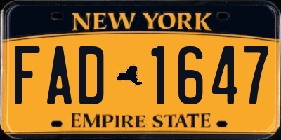 NY license plate FAD1647