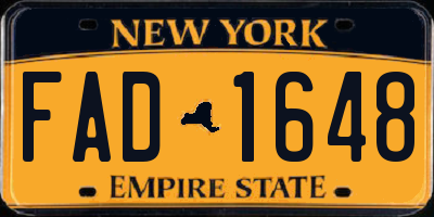 NY license plate FAD1648