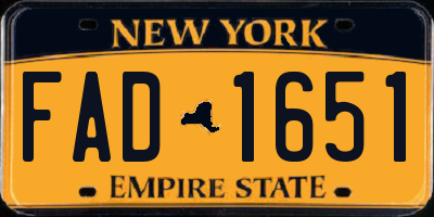 NY license plate FAD1651