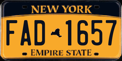 NY license plate FAD1657