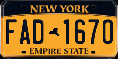 NY license plate FAD1670