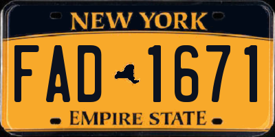 NY license plate FAD1671