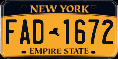 NY license plate FAD1672