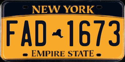 NY license plate FAD1673