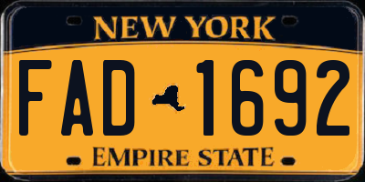 NY license plate FAD1692