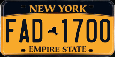 NY license plate FAD1700