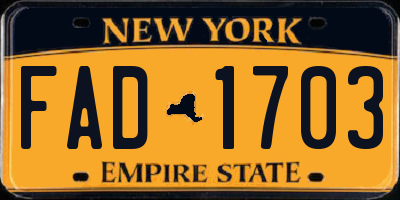 NY license plate FAD1703