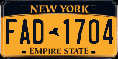 NY license plate FAD1704