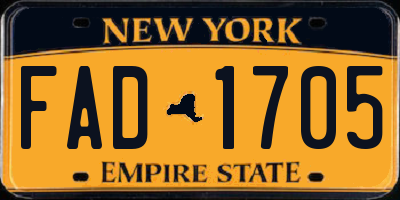 NY license plate FAD1705