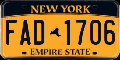 NY license plate FAD1706