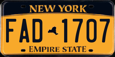 NY license plate FAD1707