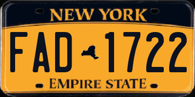 NY license plate FAD1722