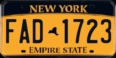 NY license plate FAD1723