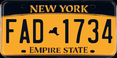 NY license plate FAD1734