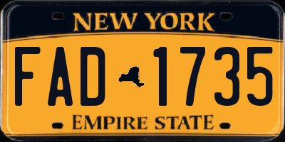 NY license plate FAD1735