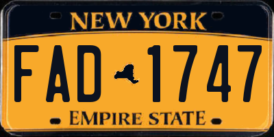 NY license plate FAD1747