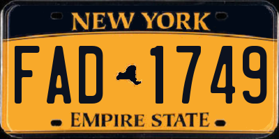 NY license plate FAD1749