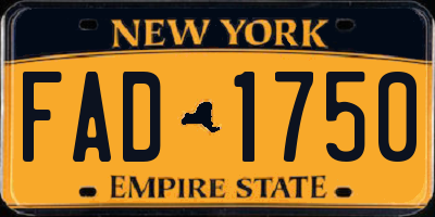 NY license plate FAD1750