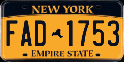 NY license plate FAD1753