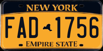 NY license plate FAD1756