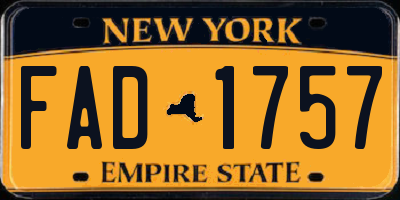 NY license plate FAD1757