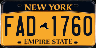 NY license plate FAD1760