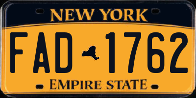 NY license plate FAD1762