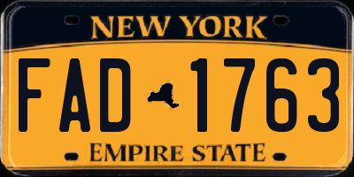 NY license plate FAD1763