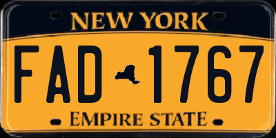 NY license plate FAD1767