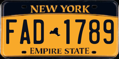 NY license plate FAD1789