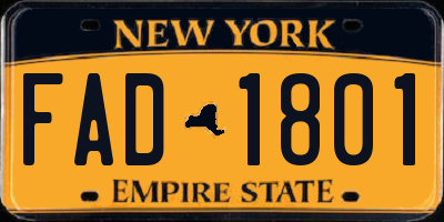 NY license plate FAD1801