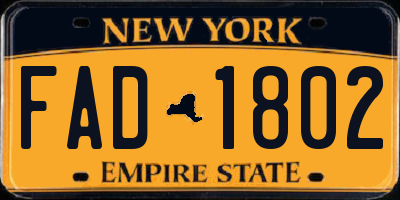 NY license plate FAD1802