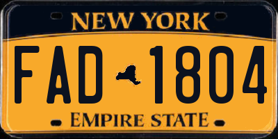 NY license plate FAD1804