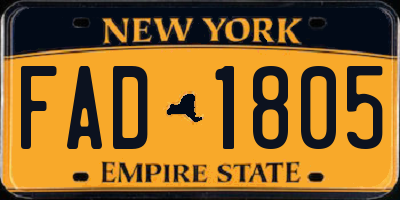 NY license plate FAD1805