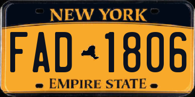 NY license plate FAD1806