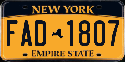 NY license plate FAD1807