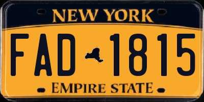 NY license plate FAD1815