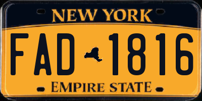 NY license plate FAD1816