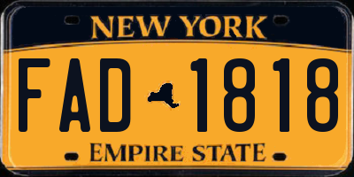 NY license plate FAD1818