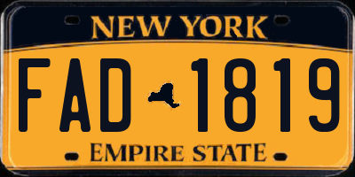 NY license plate FAD1819