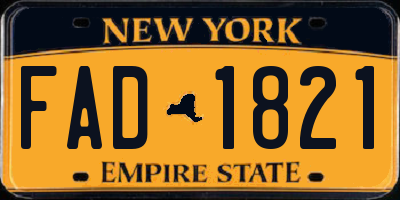 NY license plate FAD1821