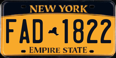 NY license plate FAD1822