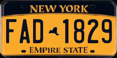 NY license plate FAD1829